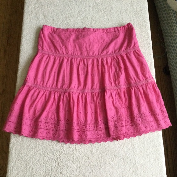 GAP Y2K Tiered Eyelet Embroidered Peasant Skirt Pink - Sz Medium - Picture 3 of 13